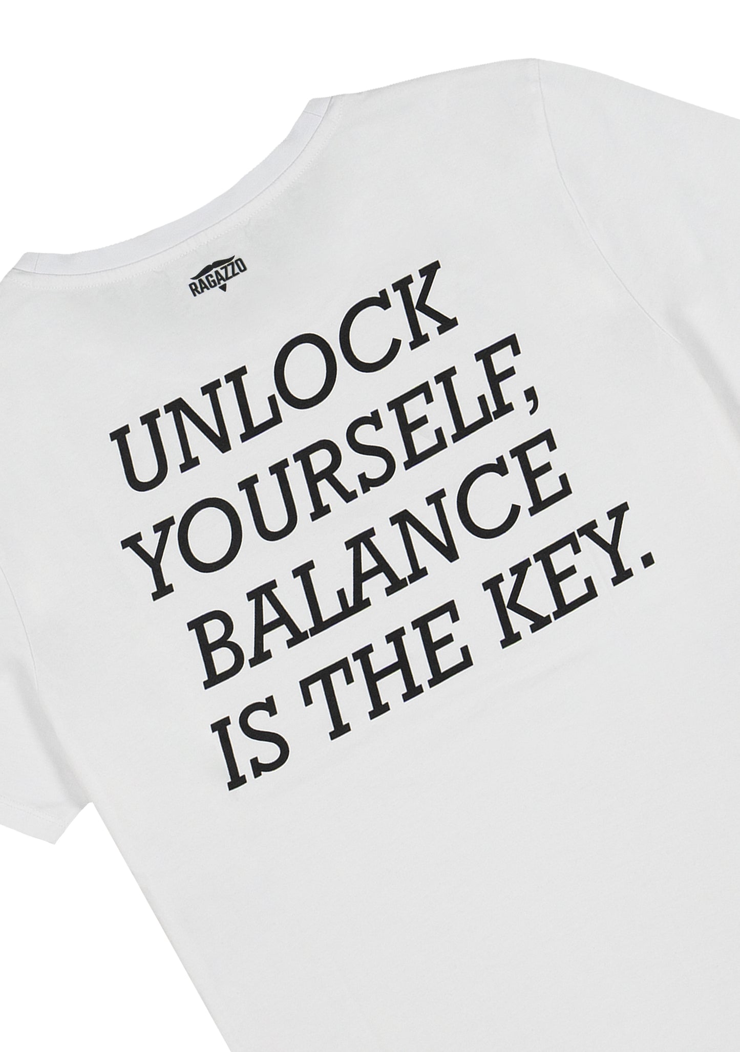 T-Shirt • Branco • "Unlock yourself, balance is the key"