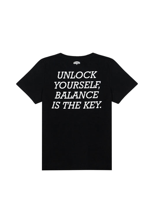 T-Shirt • Preto • "Unlock Yourself, Balance is the Key"