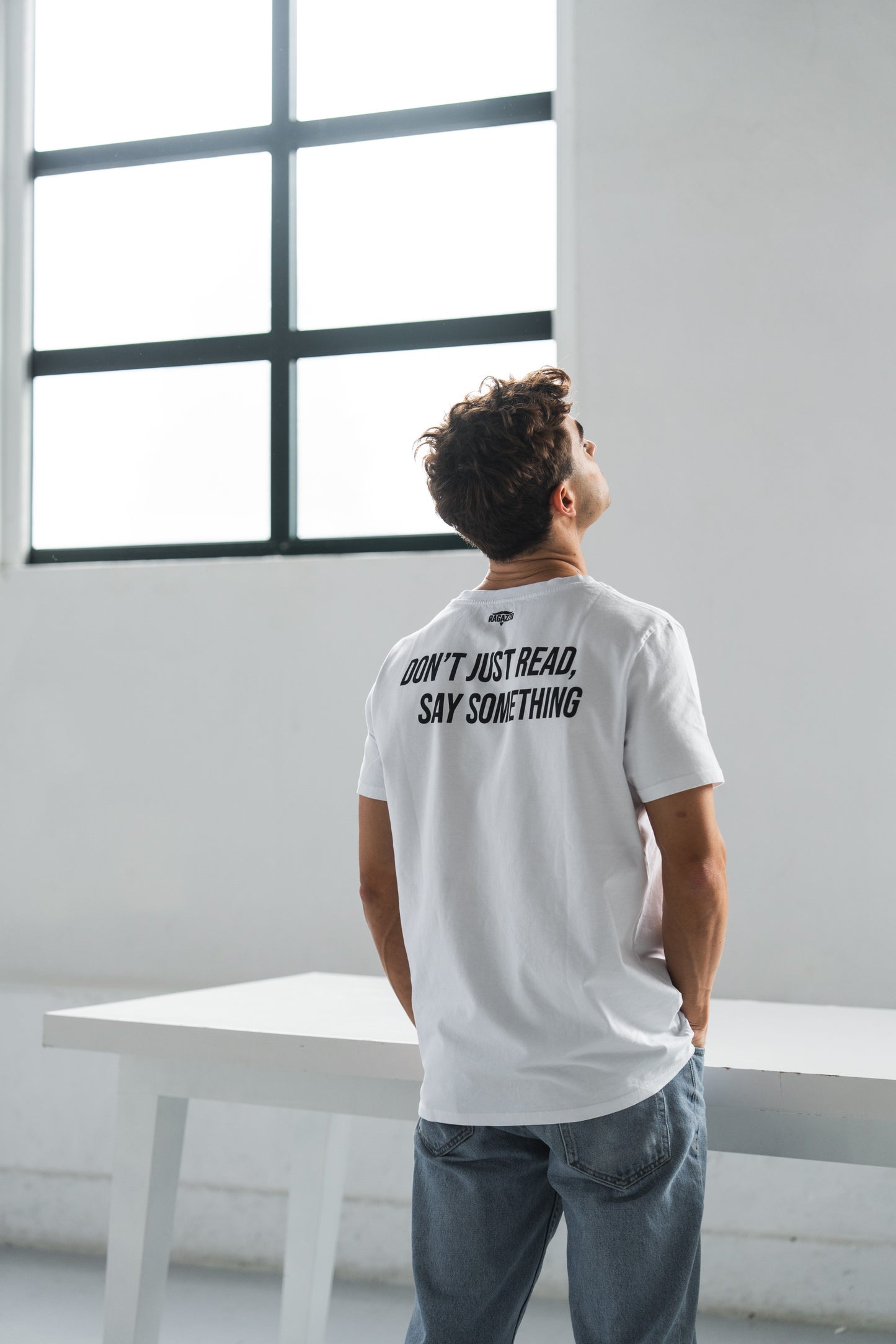 T-Shirt • White • "Don’t Just Read, Say Something!"