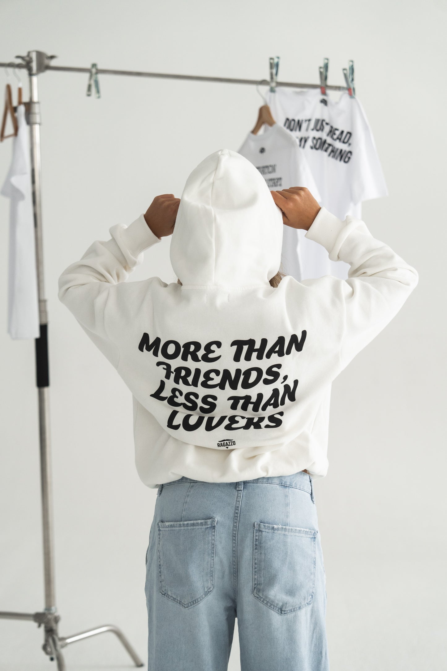 Hoodie • Meio-Branco • "More Than Friends, Less Than Lovers"