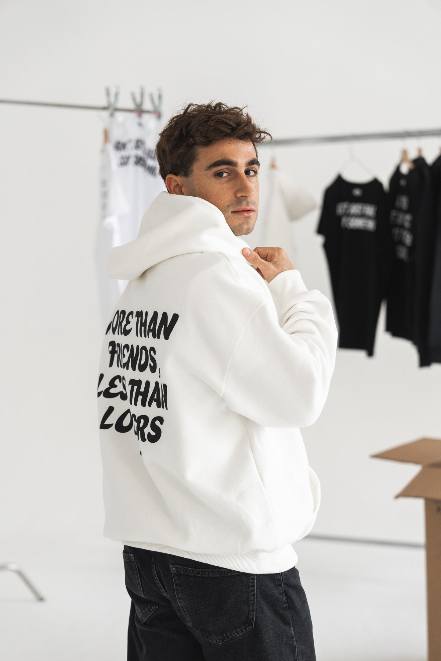 Hoodie • Off-White • "More Than Friends, Less Than Lovers"